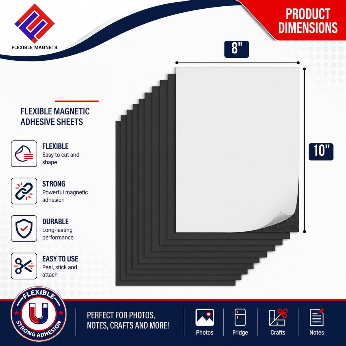 flexible magnet sheet with adhesive backing, 60 mil shown in use