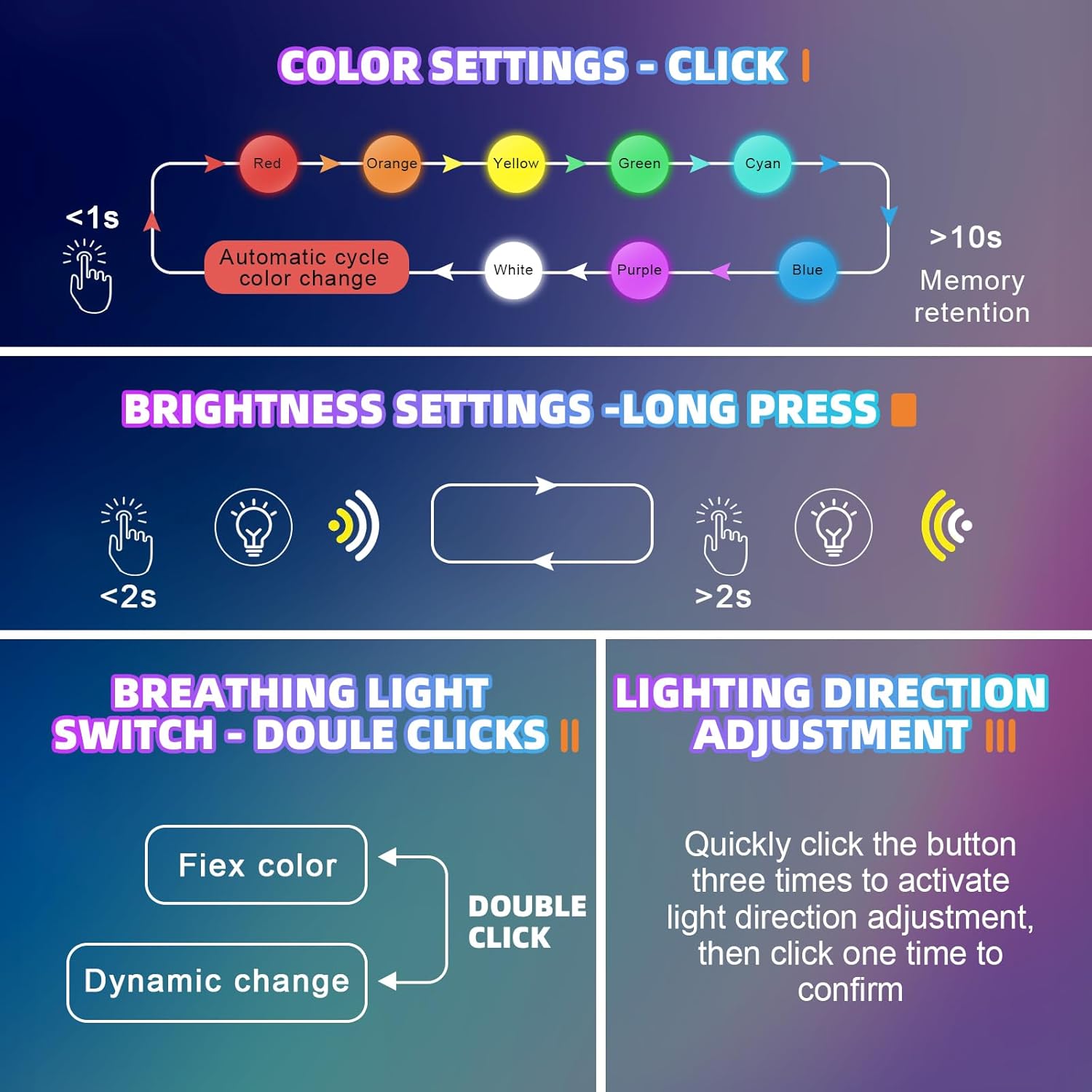 Frienda 2 Pcs Mini USB LED Light Car LED Interior Lighting 5v RGB Foldable Ambient Lighting Adjustable 8 Color and Brightness Smart USB Night Lamp for Cars Laptop Keyboard (USB-A)