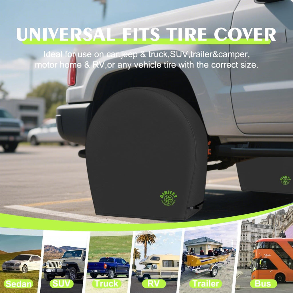 RV Tire Covers Sets of 2,Heavy Duty 600D Polyester Oxford Cloth,26-29Inch | Wheel Tire Covers for Trailers Travel Camper Truck SUV Van,Waterproof,Tear-Resistant,Anti-UV,Snow Protection,Black