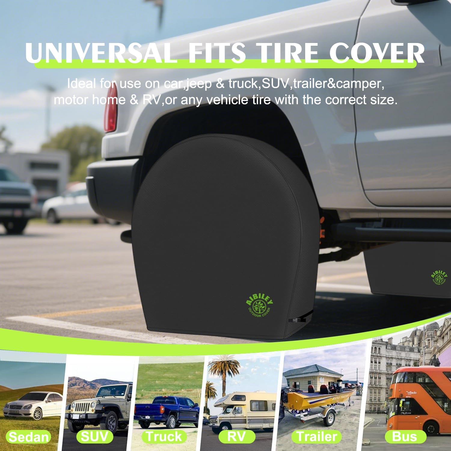 RV Tire Covers Sets of 2,Heavy Duty 600D Polyester Oxford Cloth,26-29Inch | Wheel Tire Covers for Trailers Travel Camper Truck SUV Van,Waterproof,Tear-Resistant,Anti-UV,Snow Protection,Black