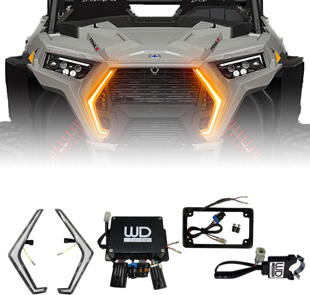 WD Electronics Polaris RZR Fang Lights LED Integrated Street Legal Turn Signal Kit 2018-2022 Models RZR XP 1000 Turbo S, Easy Install Plug and Play
