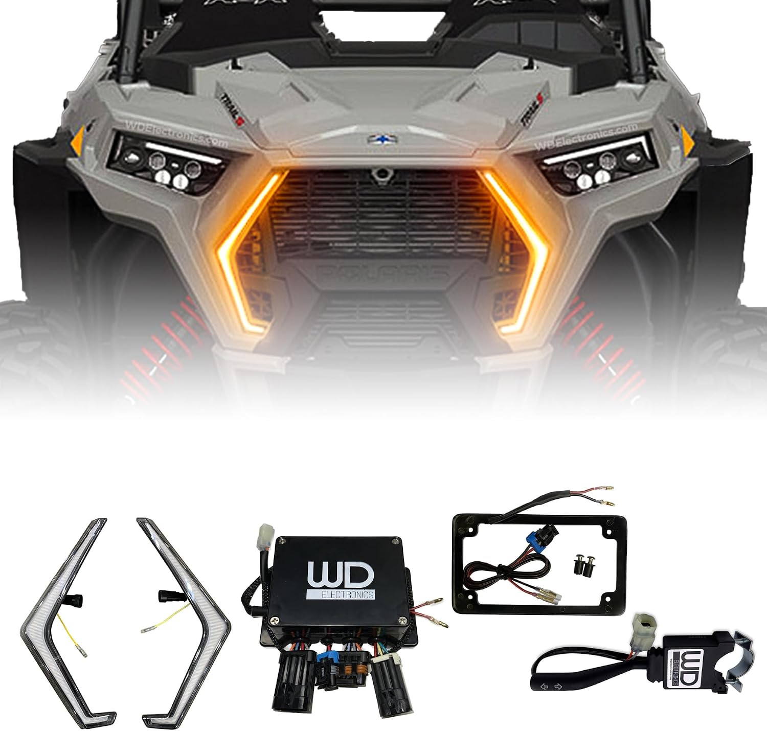 WD Electronics Polaris RZR Fang Lights LED Integrated Street Legal Turn Signal Kit 2018-2022 Models RZR XP 1000 Turbo S, Easy Install Plug and Play