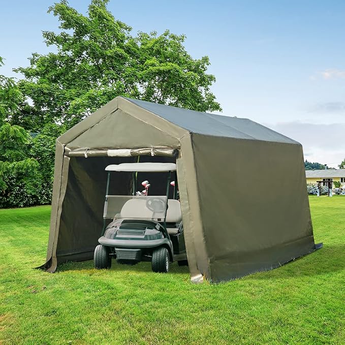 ADVANCE OUTDOOR 8x14 ft Steel Metal Peak Roof Portable Garage Shelter Storage - Image 7