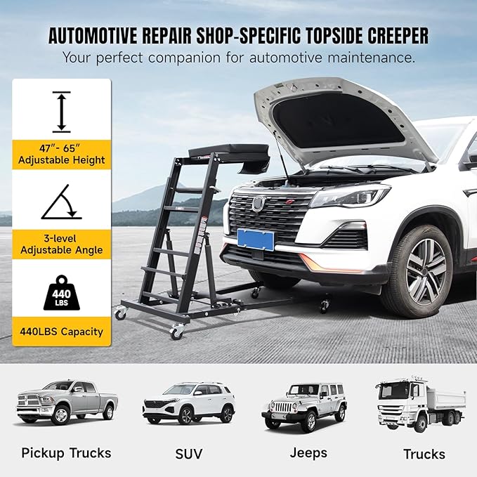 Adjustable Topside Creeper Automotive Engine Creeper 47''-65'', 440 LBS Capacity - Image 7