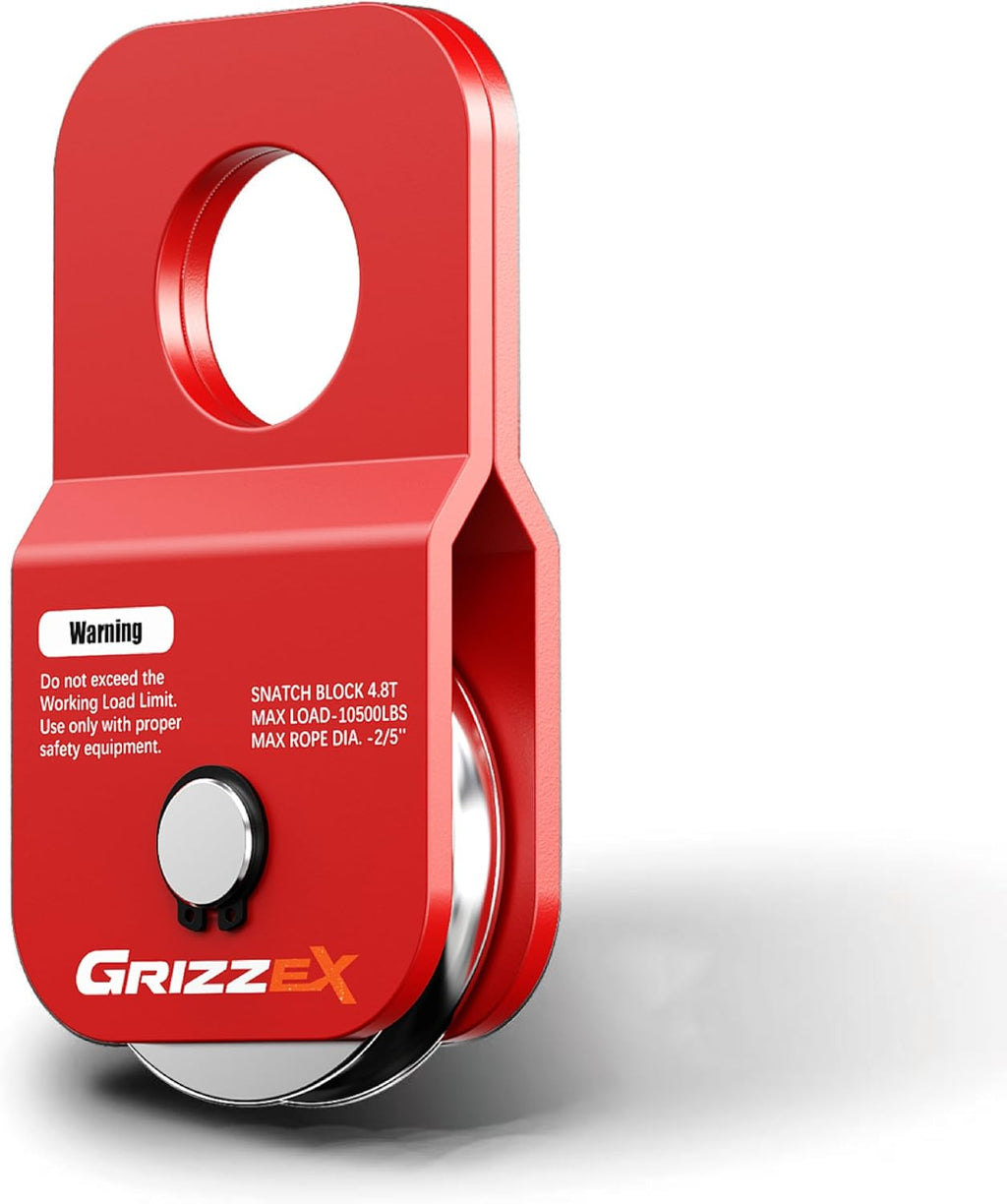 4.8T Heavy Duty Winch Snatch Block, 10,500 lbs Working Load, for Synthetic Rope or Steel Cable up to 2/5”, Off-Road Recovery Pulley, Red