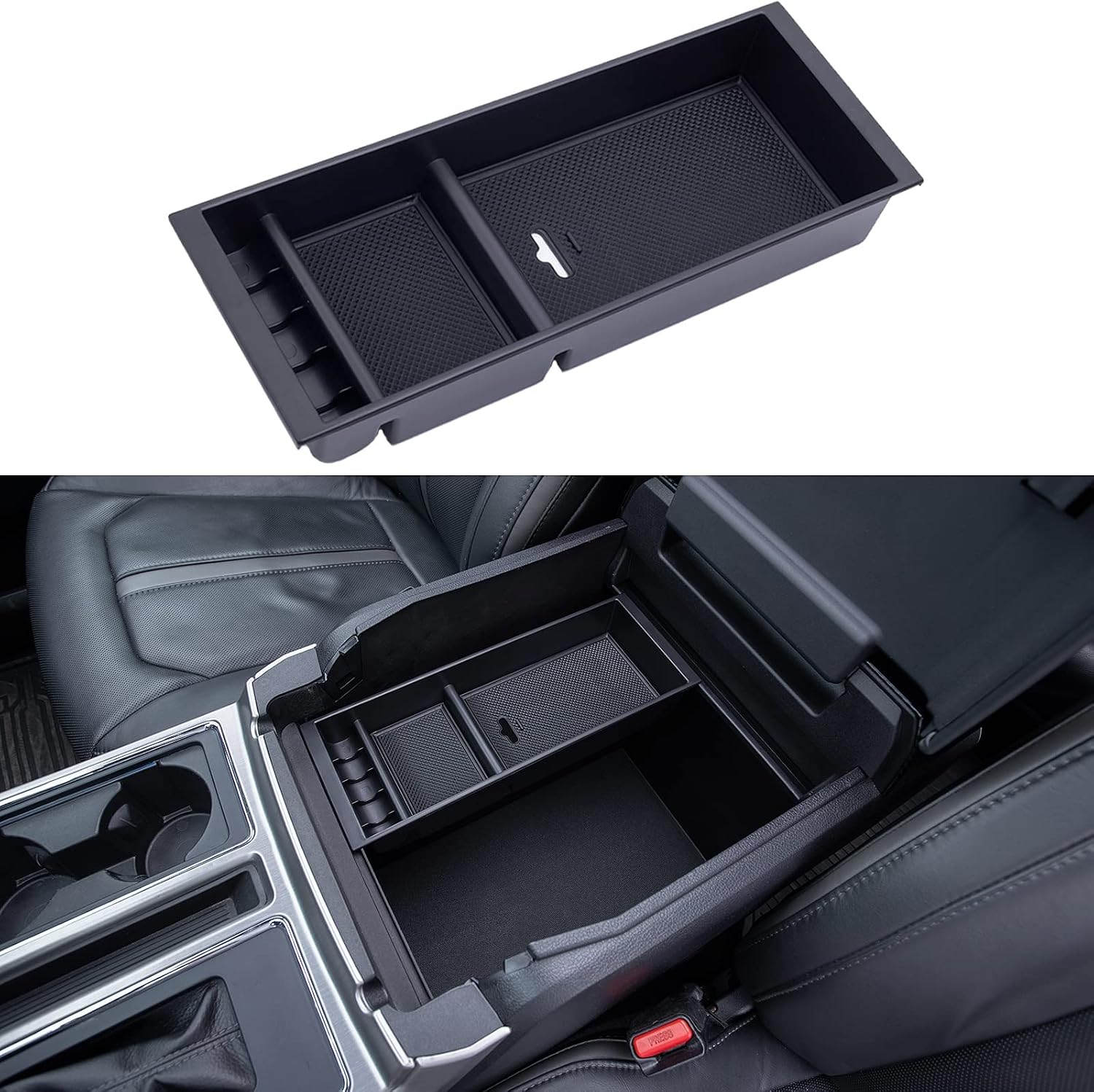 PIMCAR Compatible with Ford 2015-2020 F150, 2017-2022 F250 F350 F450, 2018-2024 Expedition Center Console Organizer Insert Tray Pallet Storage Accessories (Work Great with The Factory Tray)-One Piece