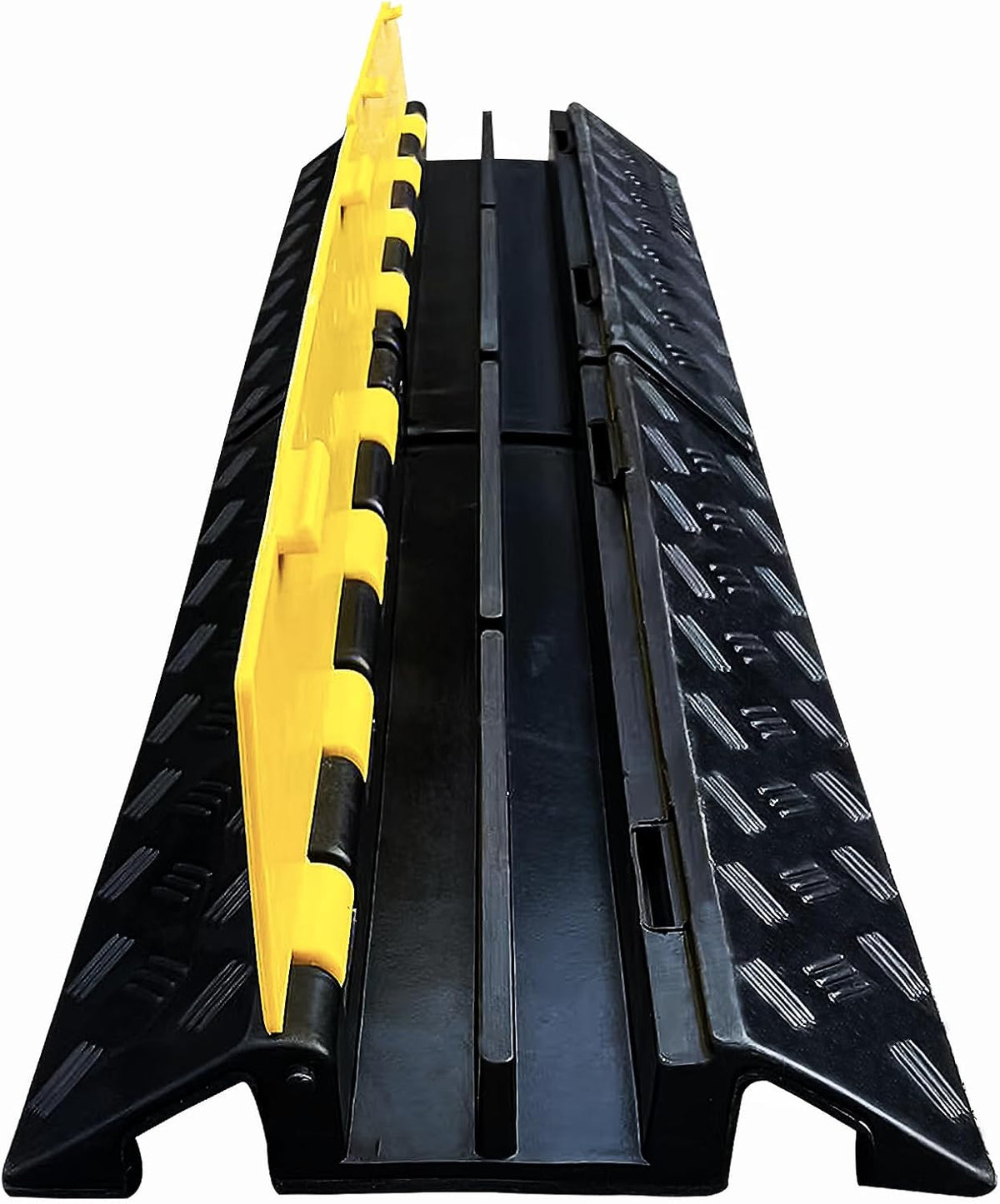 Foldable 2 Channel Rubber Cable Protector, 22000Lbs Load Capacity Wire Hose