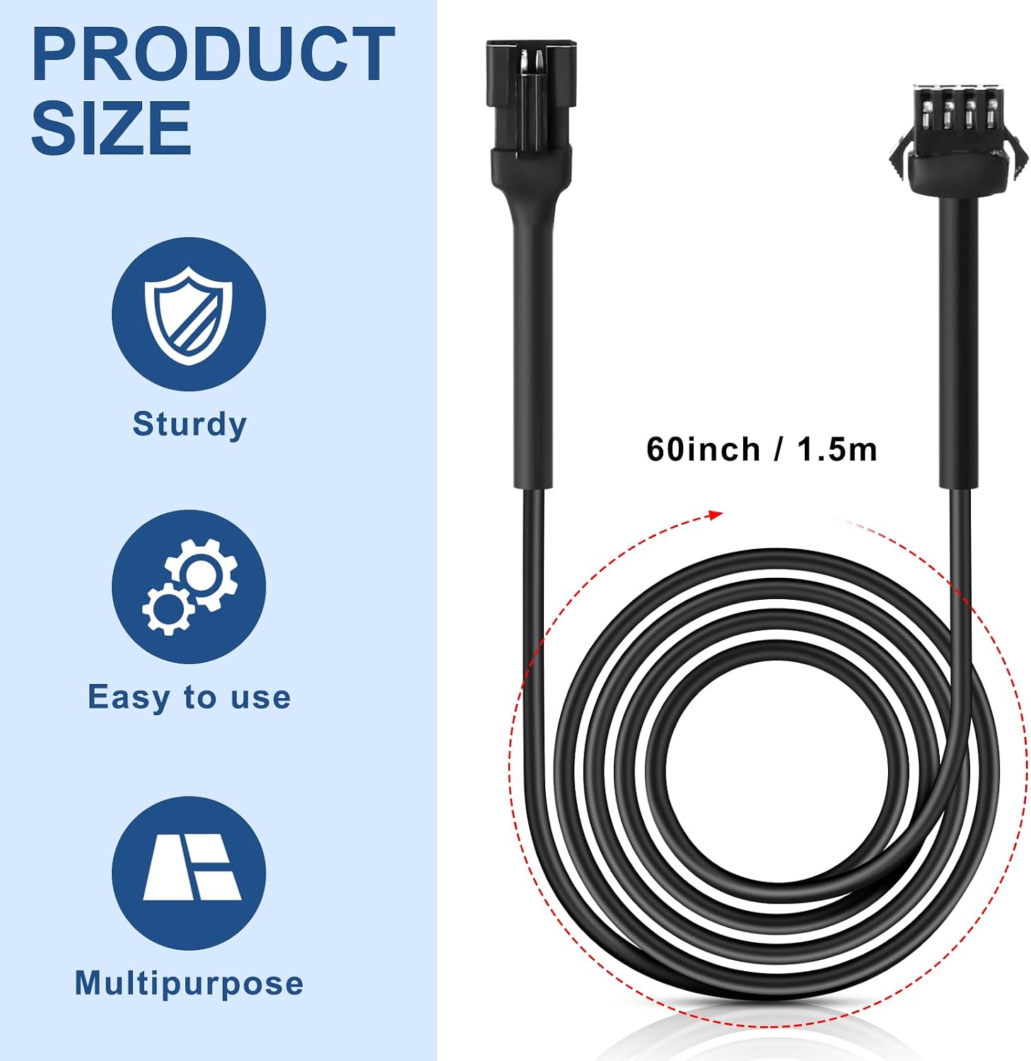 Kanayu 8 Pcs 60 Inch 4 Pin RGB LED Accent Multicolor Light Extension Cable Wire Cord Set for LED Motorcycle ATV Car Multicolor Neon Strip Trucks Rock Light