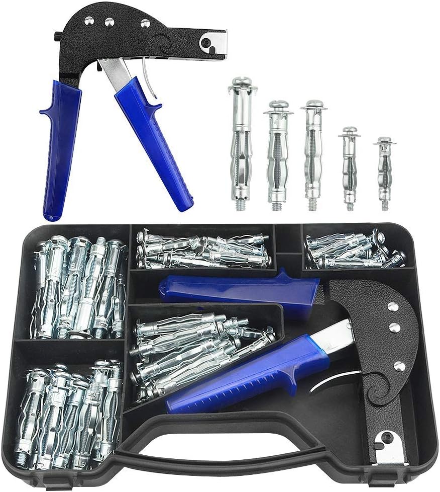 TOVOT 77PCS Wall Anchor Setting Tool Heavy Duty Hollow Wall Anchor Tool with ...