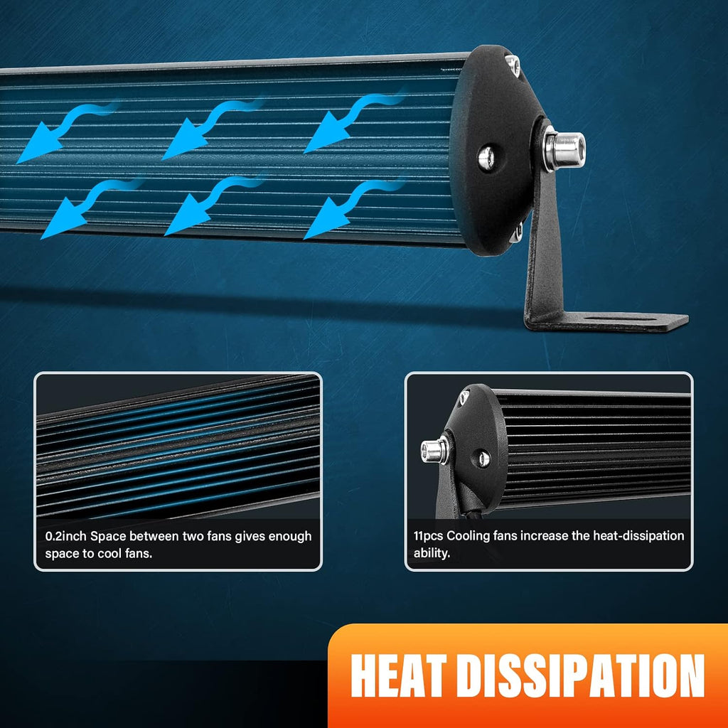 willpower 24 inch 180w led light bar 12v, side view