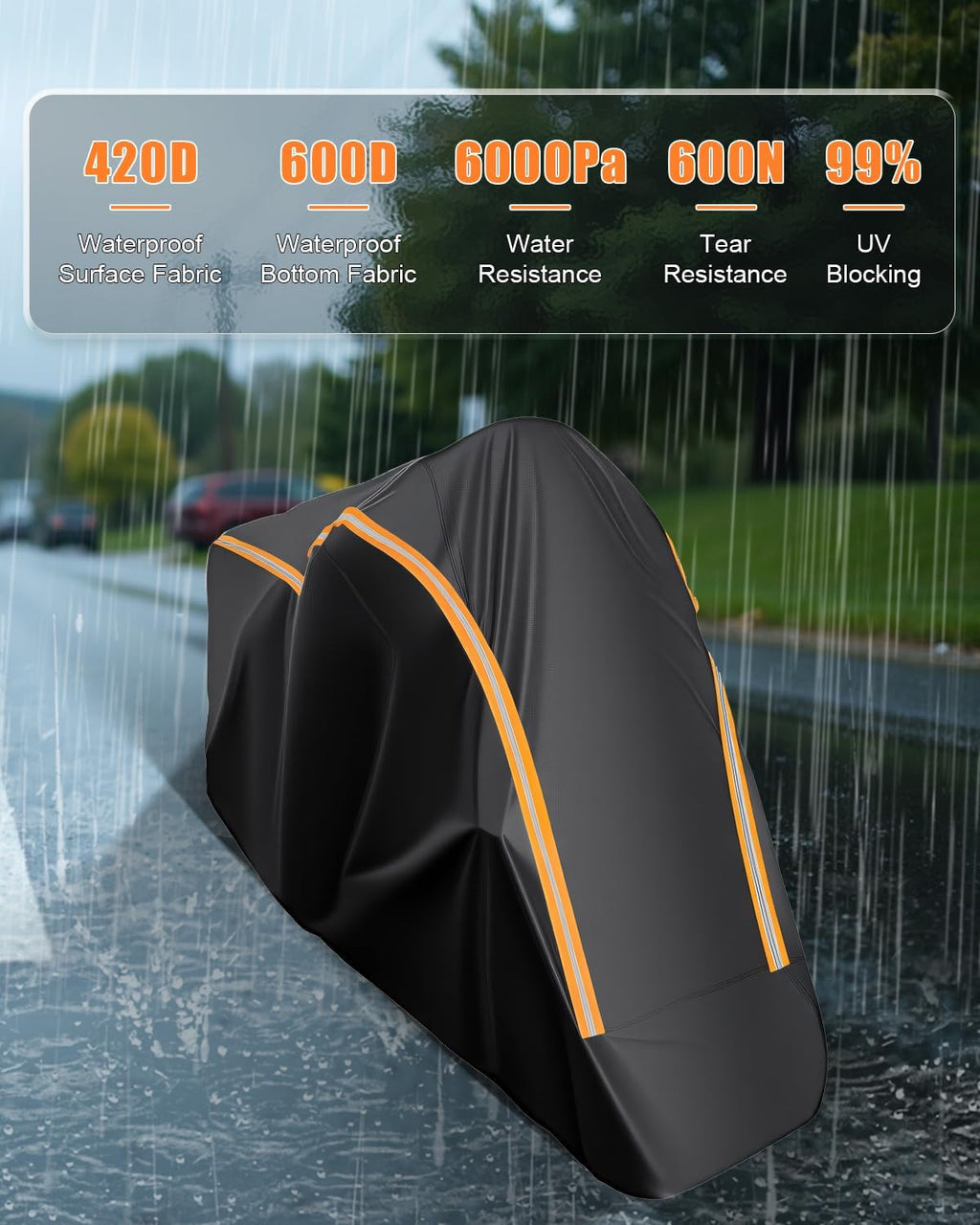 full enclosed motorcycle cover waterproof outdoor fit length, side view