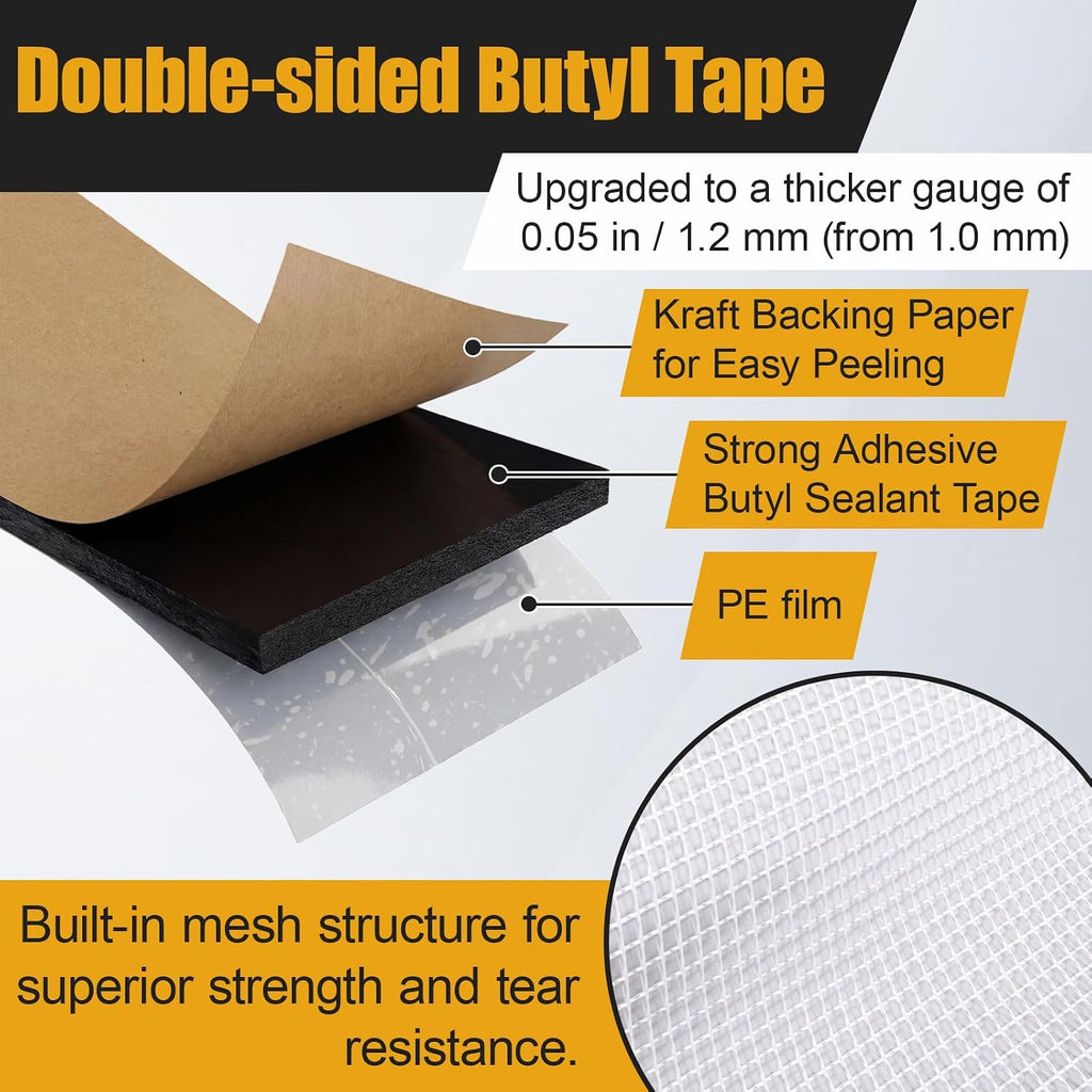 1in x 50ft butyl tape double sided, 47mil, close-up detail