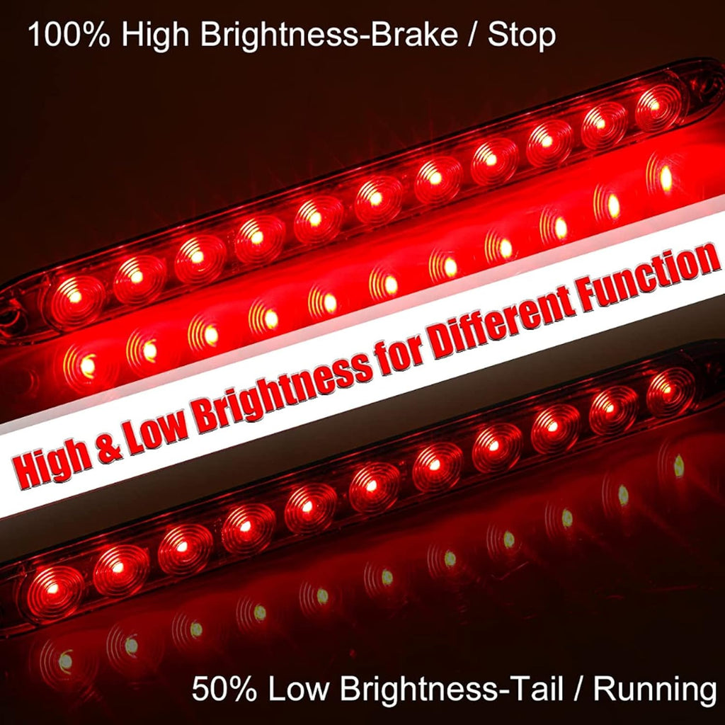 11 LED Red Trailer Brake Tail Light, 2 Pack 16” LED Bar Stop Turn Signal Tail Lights Waterproof Third 3rd Brake Strip Red Light for Marine Boats Golf Cart Offroad Truck RV UTV ATV