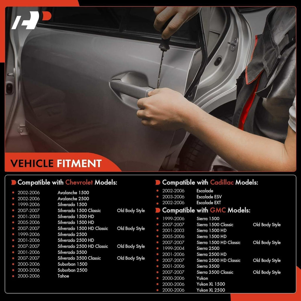 A-Premium - Exterior Door Handle with Keyhole - Front Left Driver Side - Compatible with Cadillac, Chevy & GMC Models - Silverado, Sierra, Tahoe, Suburban, Avalanche, Yukon - 99-07 - Replace# 15034985
