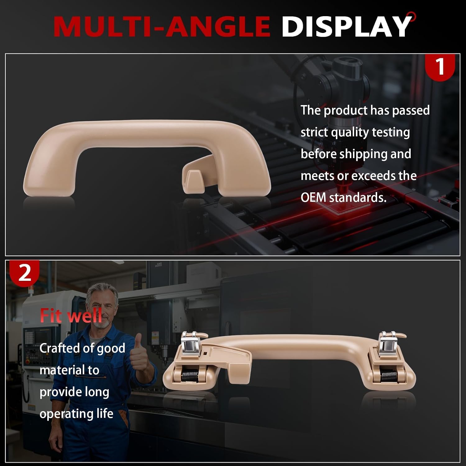 4Pc Beige Grab Roof Ceiling Pull Handles Fit for Corolla Rav4 Yaris 4Runner, Interior Grab Handles, Front ＆ Rear Driver Passenger Side, Replace#74610-52020 74683-8010