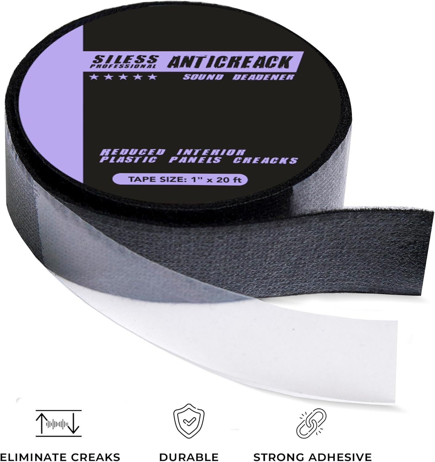 Siless Anticreak Tape 1 Pack 1 inch x 20 ft Anti-Rattle, Anti-Squeak, Anti Creak for Cars, RVs, Boats | Perfect for Dash, Doors, Seatbelts, Interior Trim, Wiring