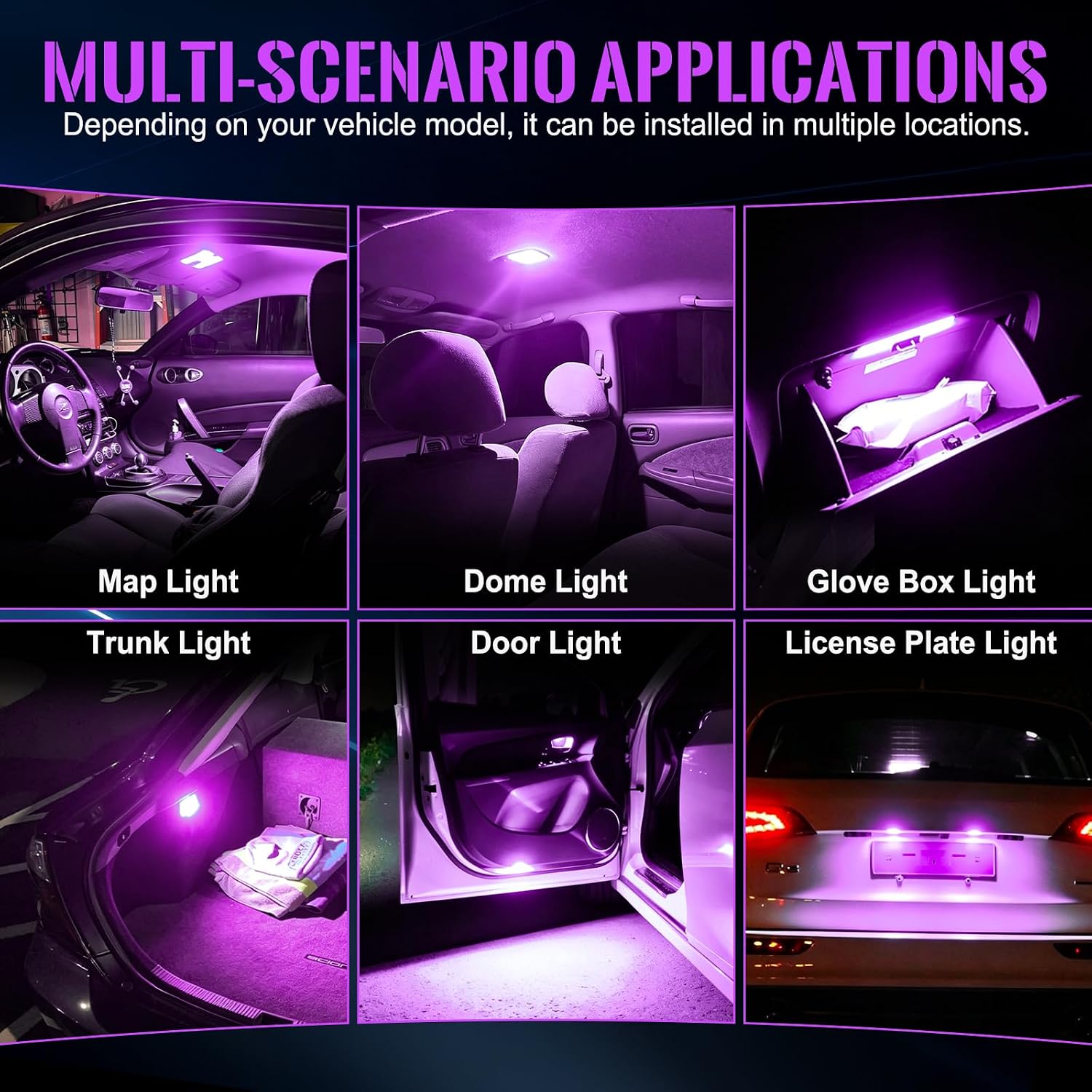 iBrightstar Extremely Bright Wedge T10 168 194 LED Bulbs for Car Interior Dome Map Door Courtesy License Plate Lights, Purple