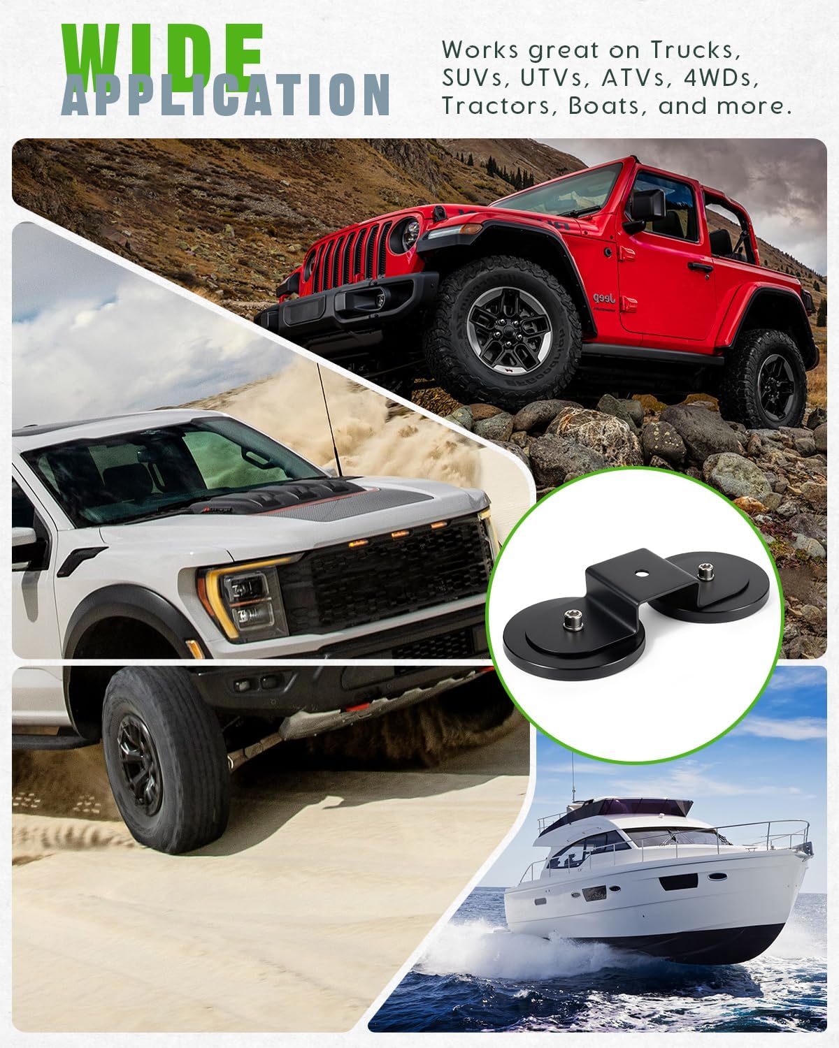 4PCS Magnetic LED Light Mounting Brackets, Magnet Base with Rubber Protection Universal Fit for LED Pods & Light Bars