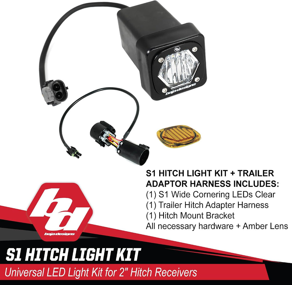 Baja Designs S1 LED Universal Hitch Light Kit - Universal Fit, Includes Trailer Hitch Harness (Trailer Hitch Harness)