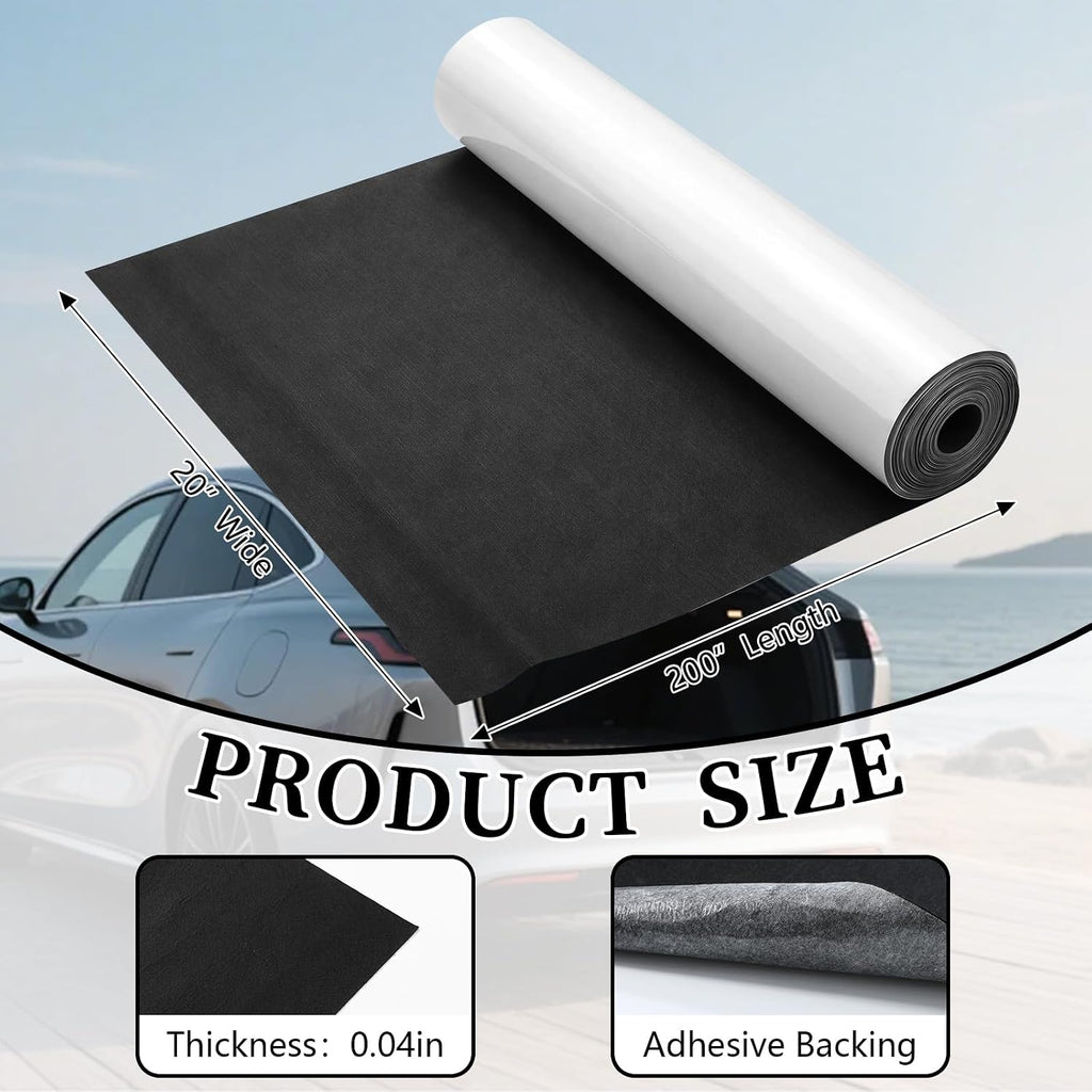 20 x 200 Inch Self-Adhesive Disposable Underfelt Carpet for Car, Waterproof and Durable 1mm Thick High-Felt Floor Mat with Adhesive Backing for Car Studio Boat Marine Truck