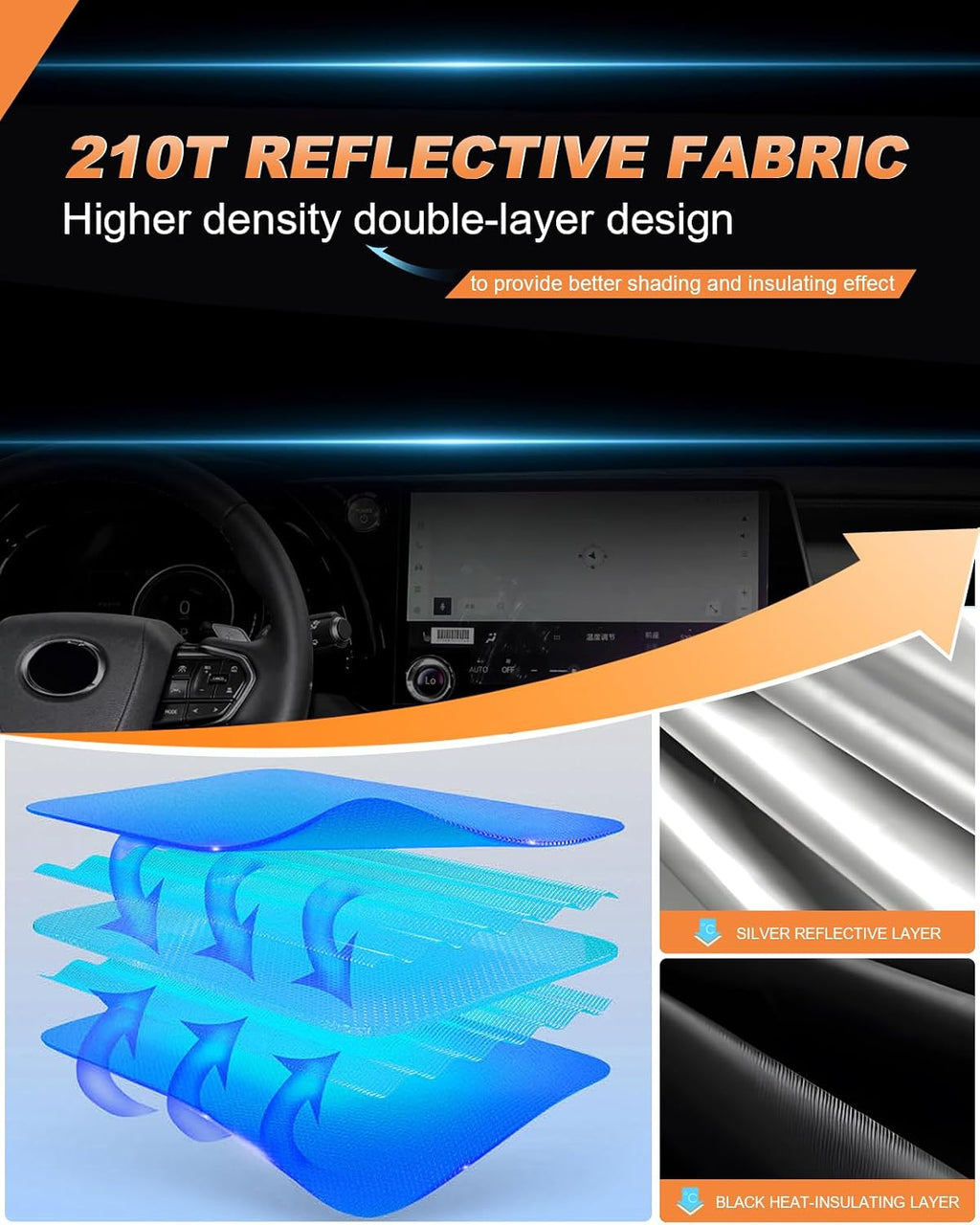 Front Windshield Sun Shade Custom Fit for 2024-2026 Lex-us TX TX350/500h/550h+, Block UV Rays Foldable Sunshade Sun Visor Accessories