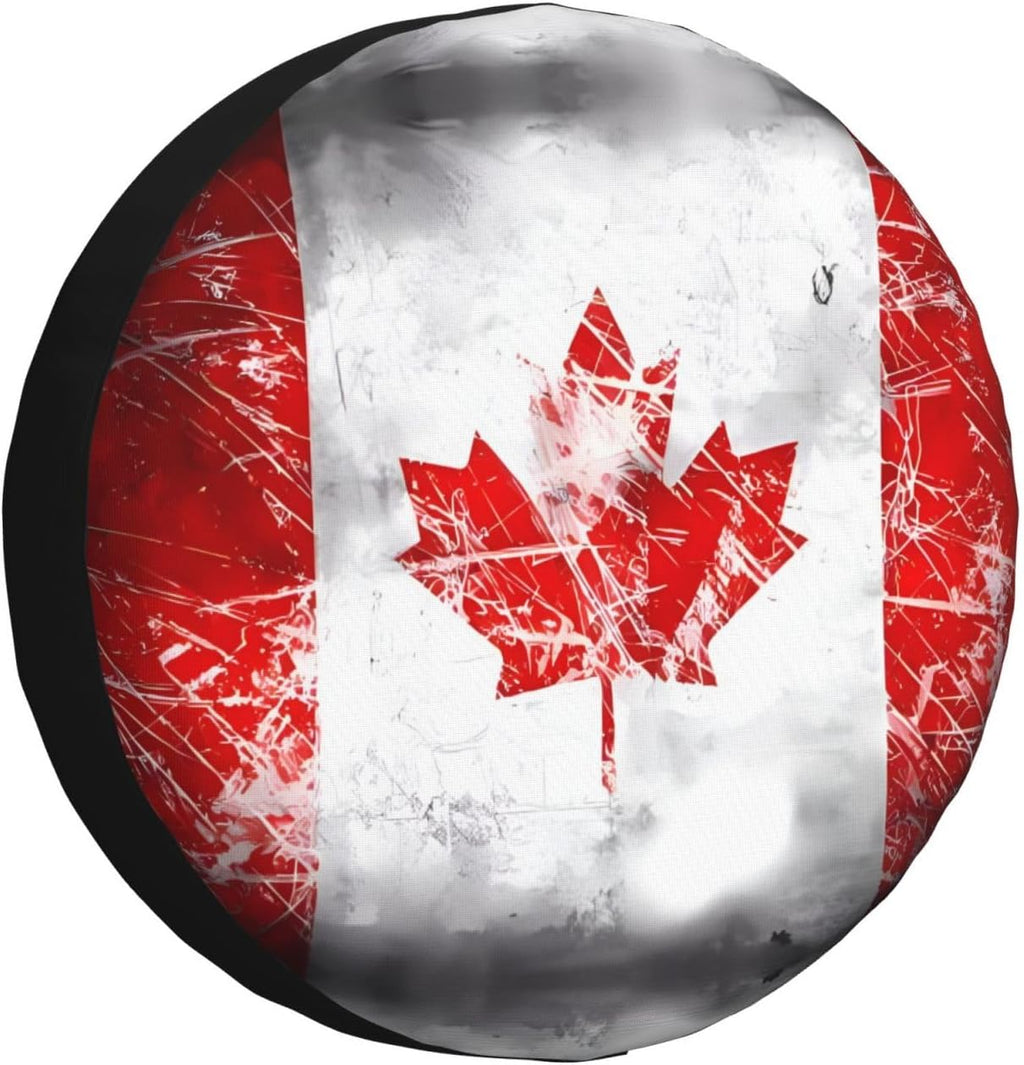 Retro Canada Flag Print Universal Spare Tire Cover for RV, Jeep | Wheel Protector Fits Rv, Trailer, Jeep, Shield Tires From Sun, Dirt And Rain For Outdoor Storage
