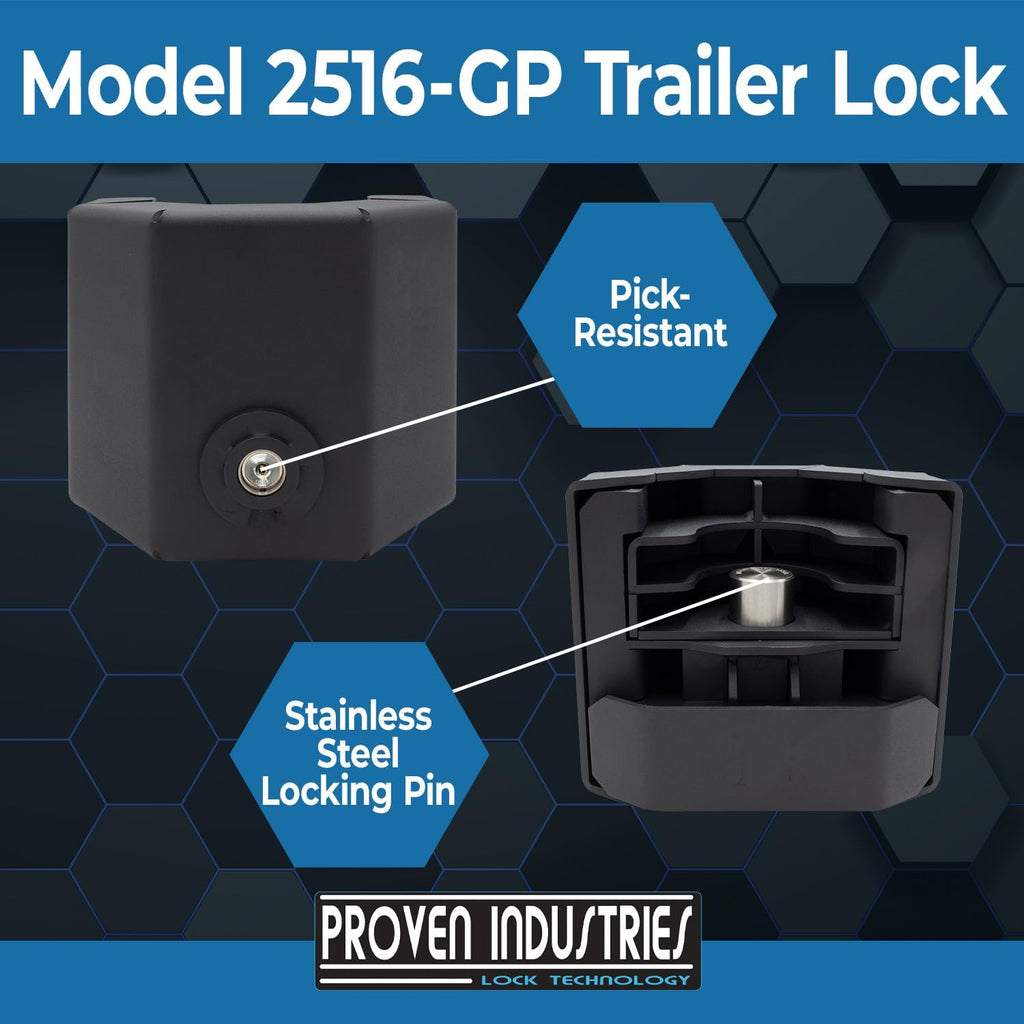 Proven Industries Model 2516-GP Trailer Lock, Fits Select 2 5/16-Inch Trailer Couplers, Made in the USA