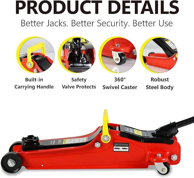5 Piece Car Truck Floor Jack Service, Hydraulic Trolley Floor Jack & Jack - Image 6