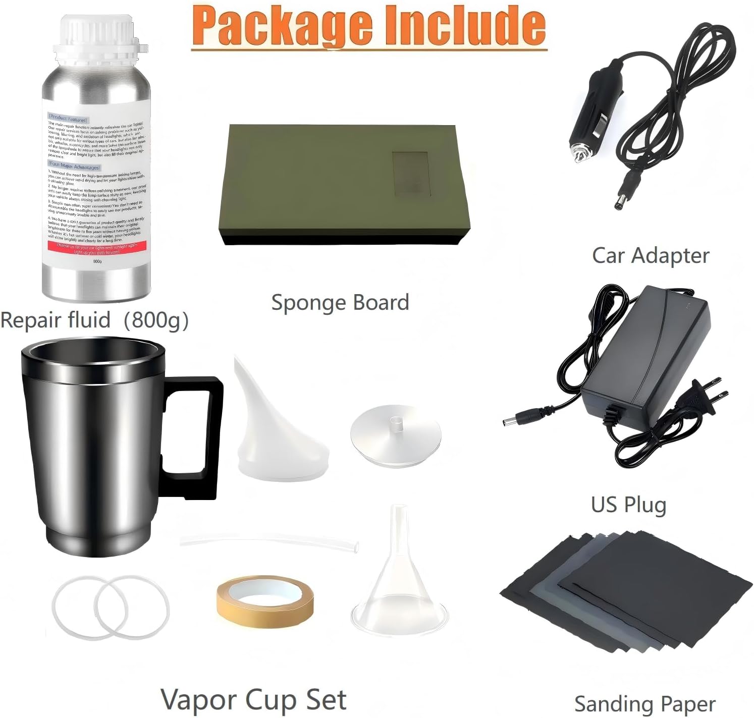 800g Headlight Restoration Kit,Car Headlight Glass Scratch Renovation Tool,Automobile Headlight Lens Polish Repair Tool with UV Block Coat to Remove Yellowing, Haze,Oxidation for Taillights,Foglights