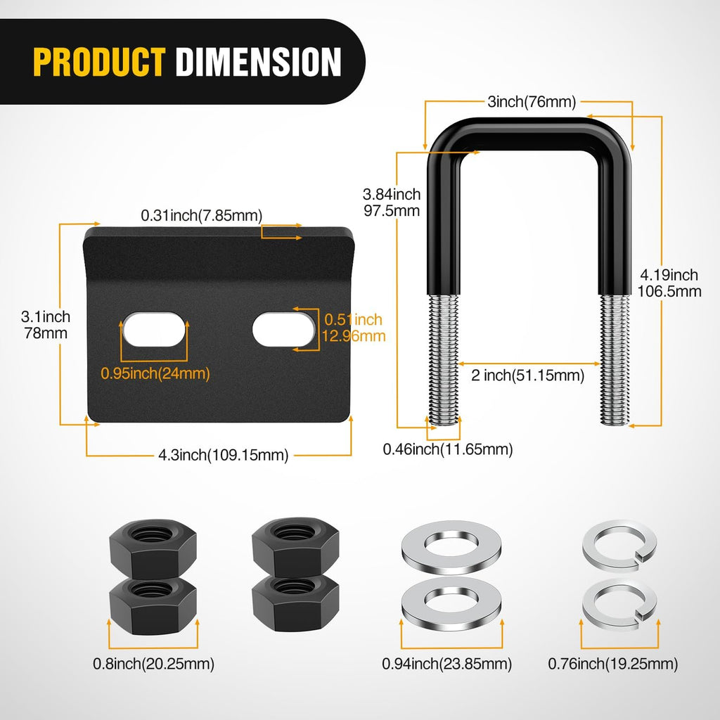 Nilight 2PCS Trailer Hitch Tightener for 2 inch Trailer Hitches Hitch Mount Anti Rattle Heavy Duty Steel with Rubber Anti-Rust Triple Protective Matte Black