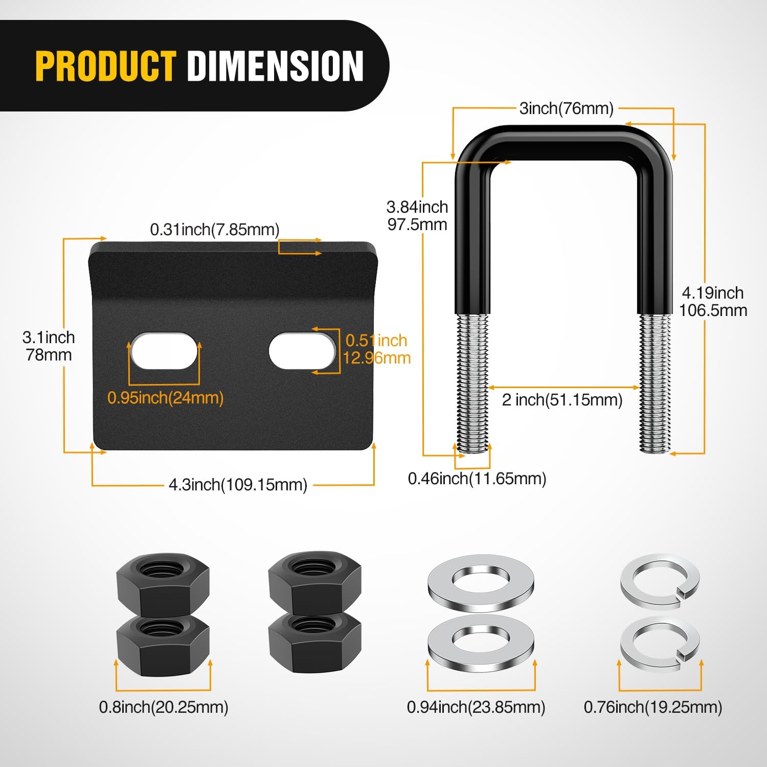 Nilight 2PCS Trailer Hitch Tightener for 2 inch Trailer Hitches Hitch Mount Anti Rattle Heavy Duty Steel with Rubber Anti-Rust Triple Protective Matte Black