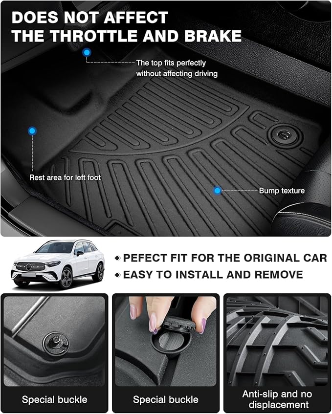 Powerty Floor Mats for 2023 2024 2025 Mercedes Benz GLC丨GLC 300丨GLC 350e丨4Matic - Image 3