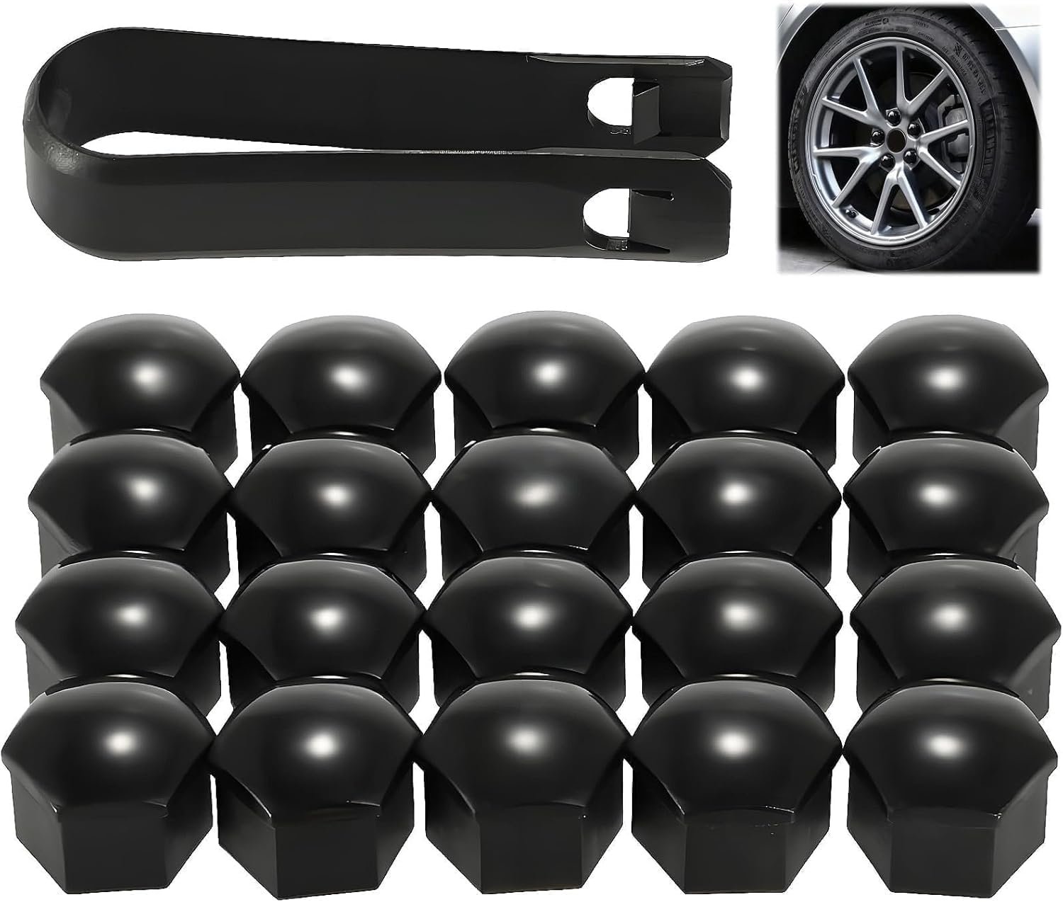 20Pcs Wheel Lug Nut Caps for 2023-2024 Jeep Wrangler Rubicon JL, Dustproof Hub Screw Protection Covers Prevent Rust Bolt Auto Exterior Rim Decoration,19mm-Black