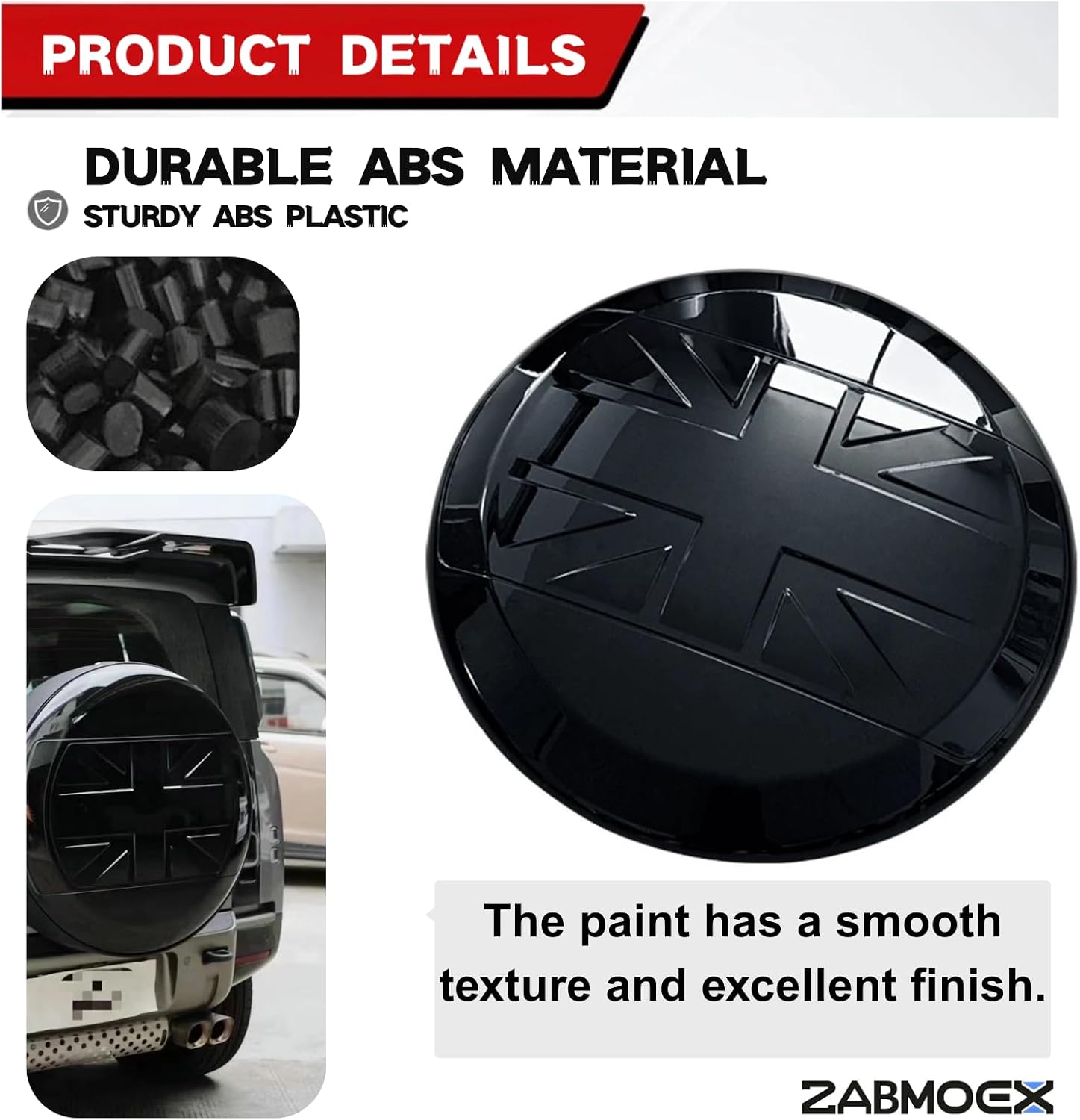 Spare Tire Wheel Cover Fits for Land Rover Defender 90 110 130 2020 2021 2022 2023 2024 2025 ABS+PU Glossy Black Letters Protective Cover