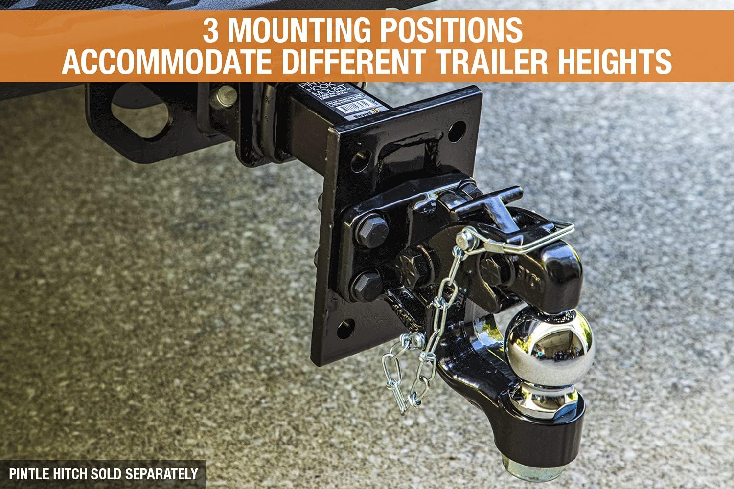 Buyers Products PM87 Pintle Hook Mount, 3 Position Adjustable Trailer Hitch Receiver for 2 Inch Trucks, Heavy‑Duty Tow Hitch Plate, 14,000 lb MGTW, 2,800 lb MVL, Powder‑Coated Steel