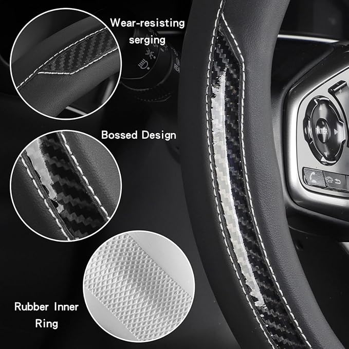 New Leather Car Steering Wheel Cover, Non-Slip Car Wheel Cover Protector - Image 5