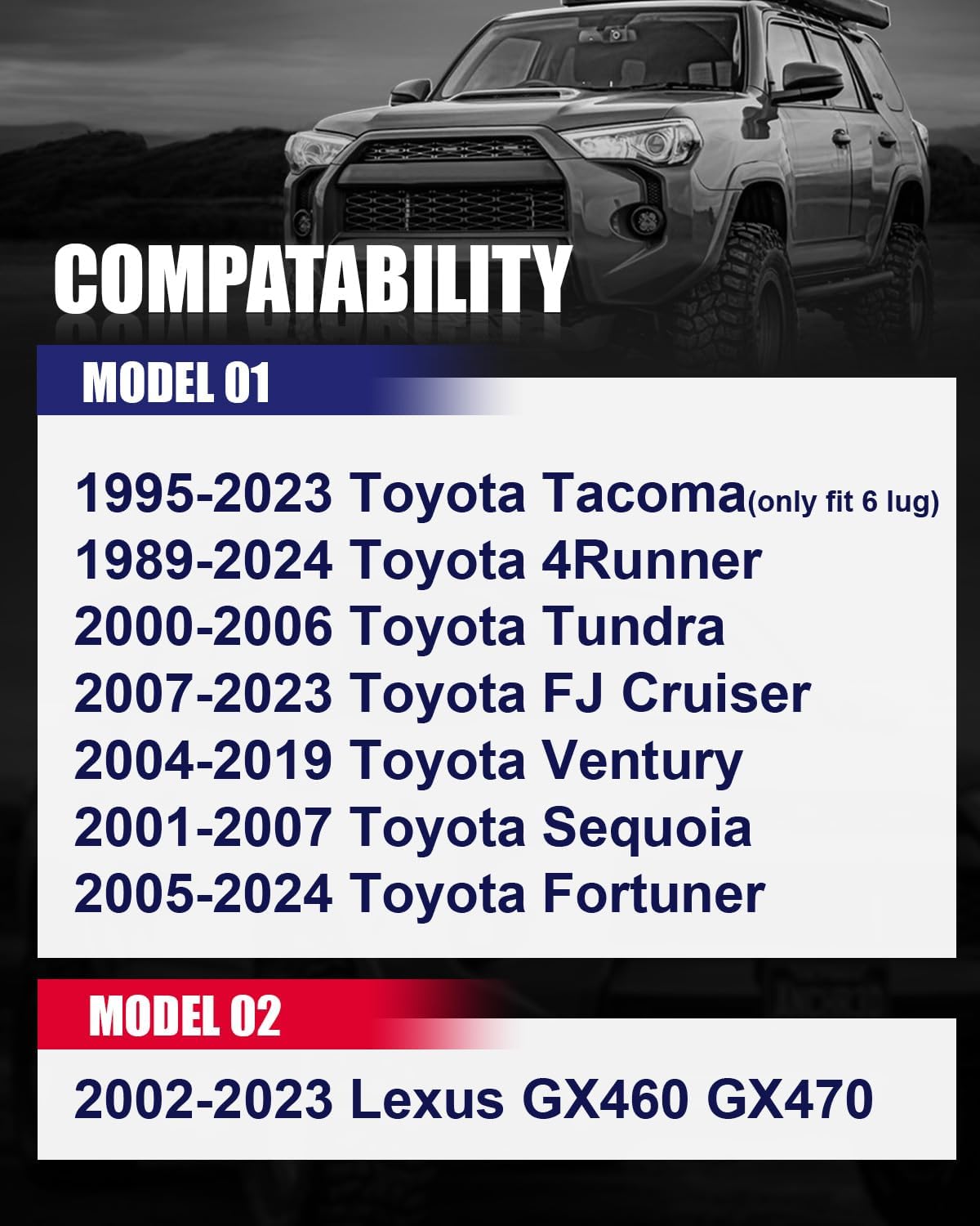 FLYCLE 6x5.5 Hubcentric Wheel Spacers 2 inch for 1995-2023 Tacoma 1989-2024 4Runner, 6x139.7mm Wheel Spacer with 12x1.5 Studs 106mm Bore for Tundra FJ Cruiser Fortuner Sequoia GX460 GX470