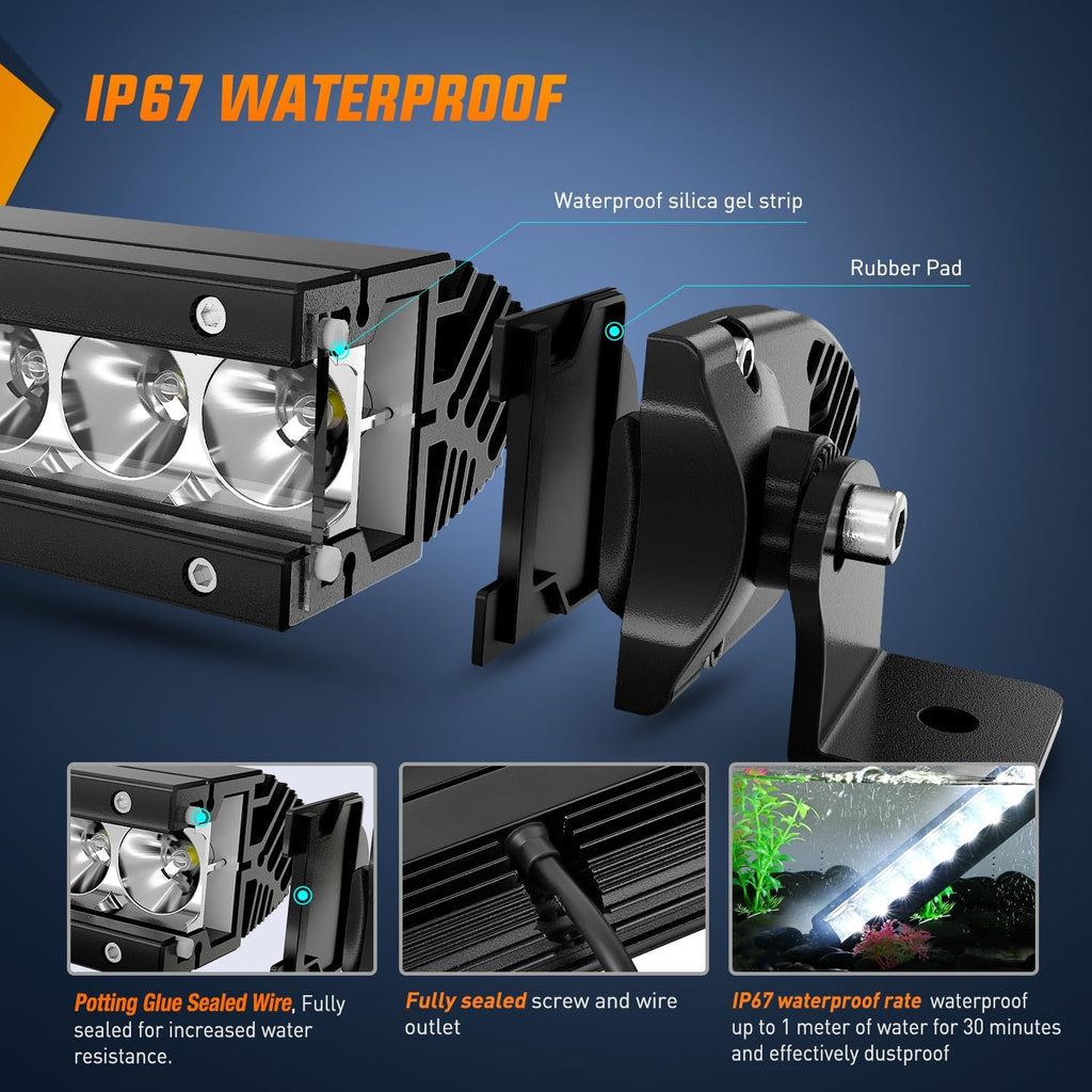 nilight - 40004c-a led light bar 21inch 100w showing dimensions