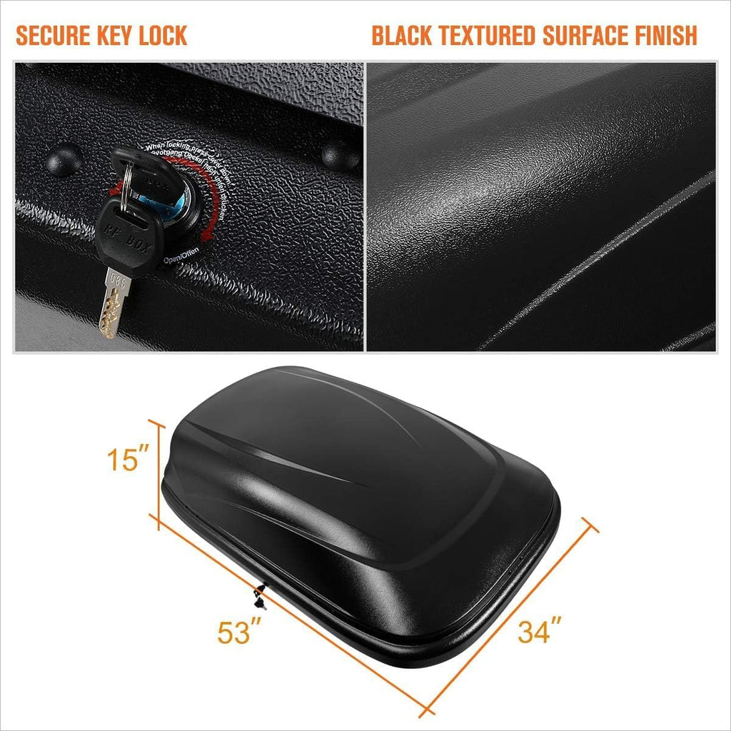 Rooftop Cargo Carrier for Car Storage - Roof Rack Style Carrier - Heavy Duty Hard Shell Car Top Carrier Weatherproof Storage - 11 Cubic Ft 110 Lb Capacity, Black