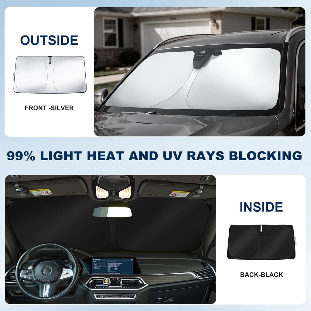 Windshield Sun Shade Custom Fit Ford F150 2021-2026(Lariat, King Ranch, Platinum, XL XLT Limited Raptor) Foldable Sunshade Windshield Cover Window Shade Sun Protector Sun Visor Accessories
