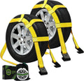 STARLEAPARTS Tow Dolly Straps, 2 Pack Tow Dolly Basket Straps with Flat Hook, Car Dolly Strap, 10,000 lbs Breaking Strength, Tire Bonnet with Carrying Bag Fits Most 14"-17" Tires (Yellow)