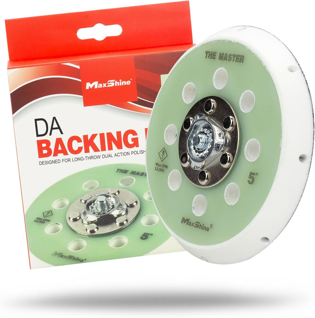 Maxshine 5” Universal DA Backing Plate Pro Series – Hook & Loop Pad Holder, 5/16” Thread – Fits Dual Action Polishers up to 12,000 OPM for Sanding, Buffing, Polishing & Auto Detailing