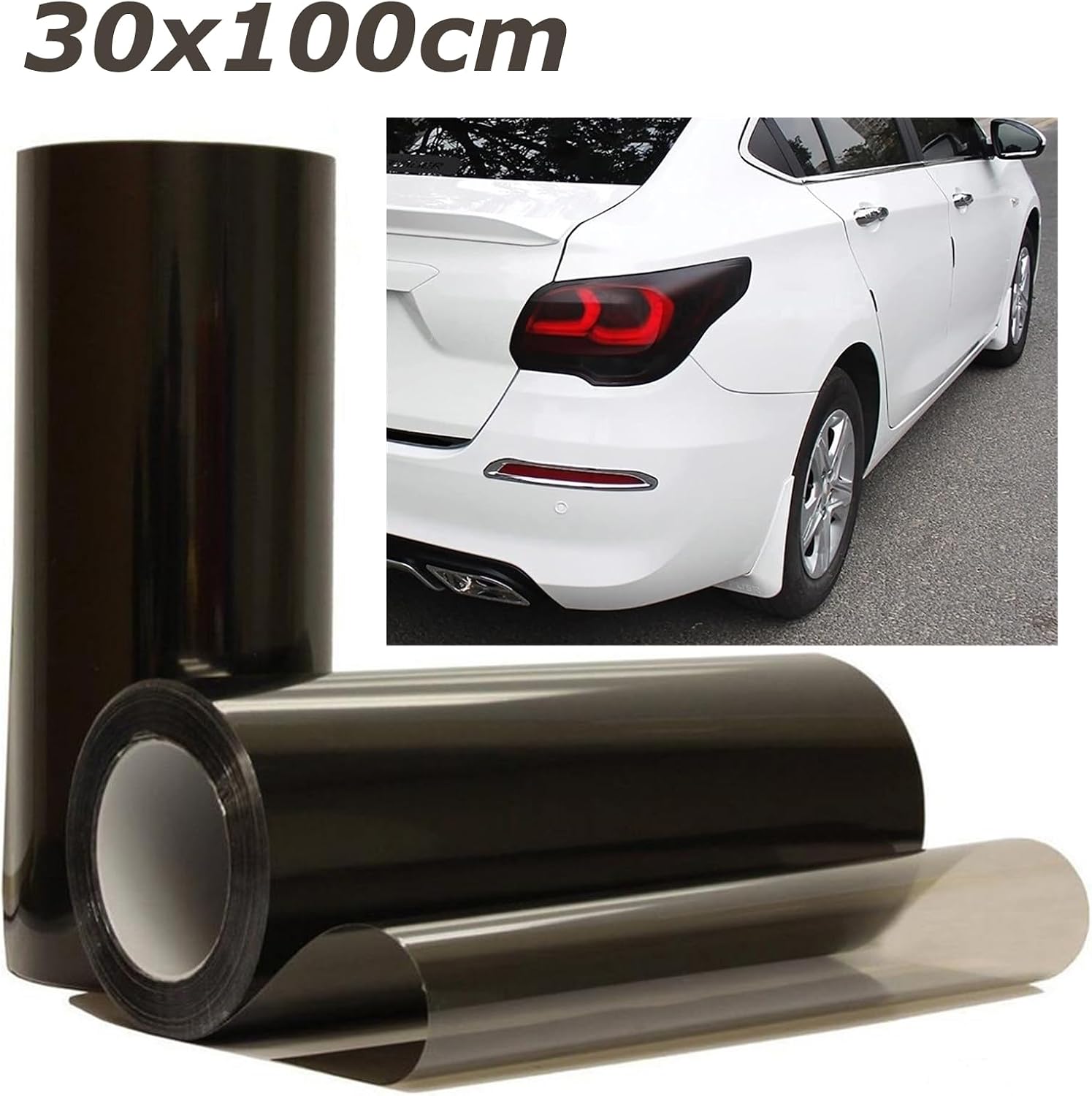 Matte Black Car Light Tint Film - 30x100CM, Headlight, Brake, Taillight & Fog Light Tinted Color Films