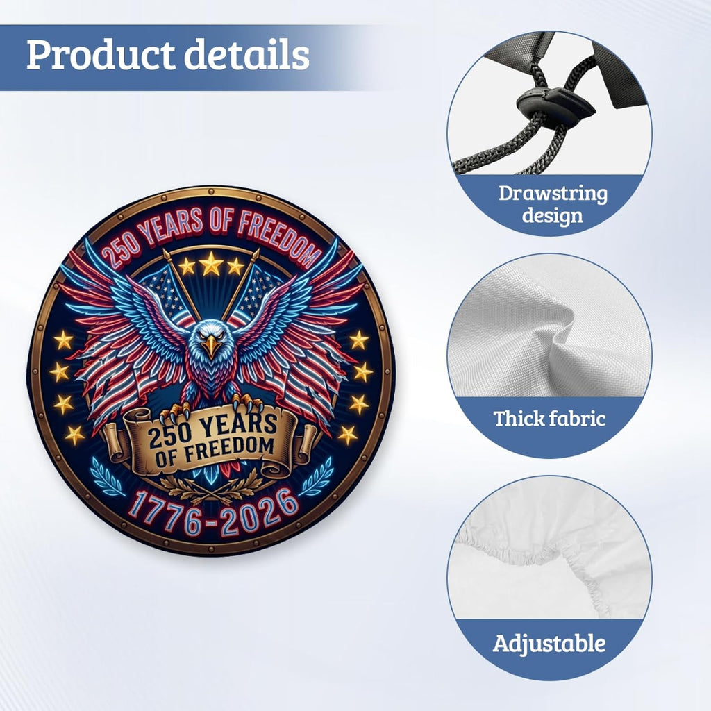 USA 250th Anniversary 1776-2026 Spare Tire Cover, Weatherproof Dust-Proof Universal 250 Year American Patriotic Decor Wheel Protectors Universal Fit for Trailer Rv SUV Truck Camper Travel Trailer 17"