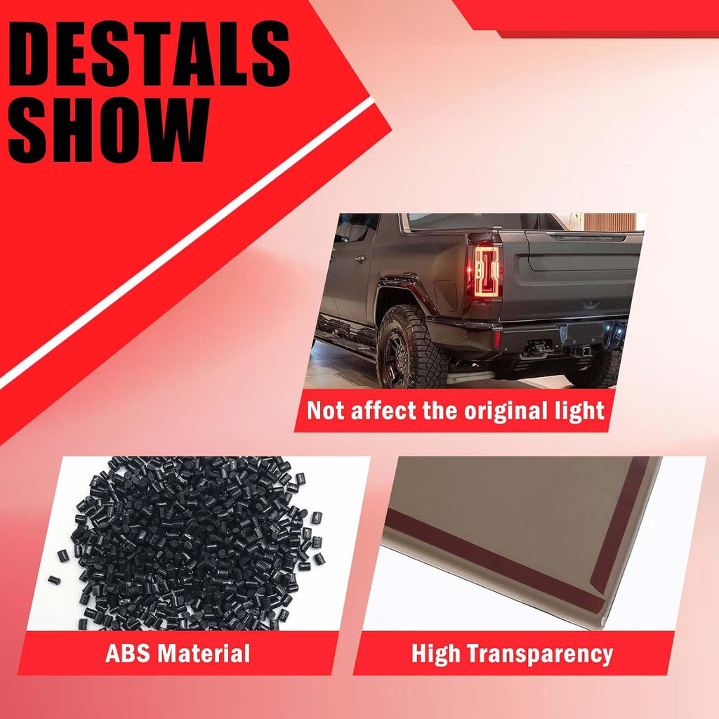 Yinanlutos Taillight Cover Trim Compatible with Hummer EV Pickup Truck 2024 2025 2026 Accessories Smoked Rear Tail Light Trim Cover Exterior Protection Decoration Accessories 2pcs
