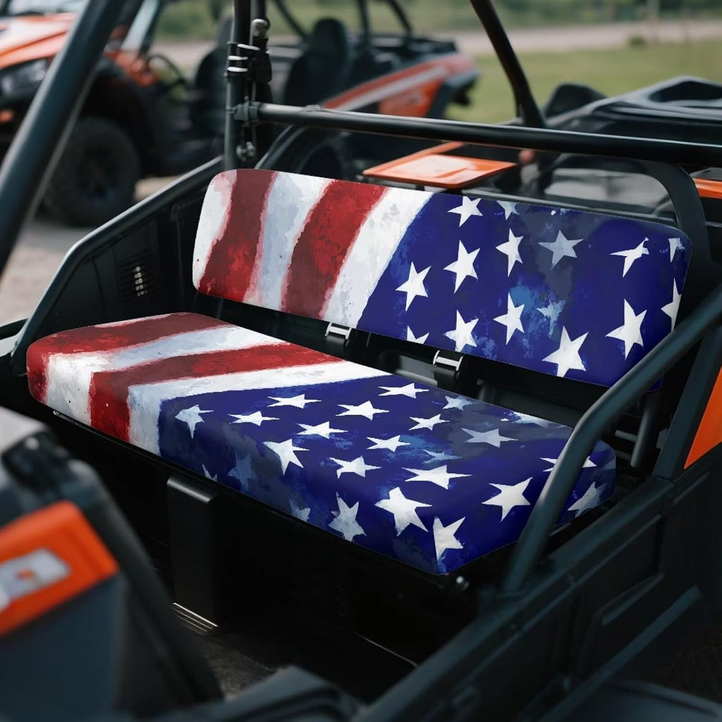 Poceacles Mule UTV Seat Cover Patriotic Decoration UTV Accessory Farm Vehicle Decor, Compatible with Kawasaki Mule 3000 3010 3020 4000 4010 2001-2023 2025, Stars and Stripes