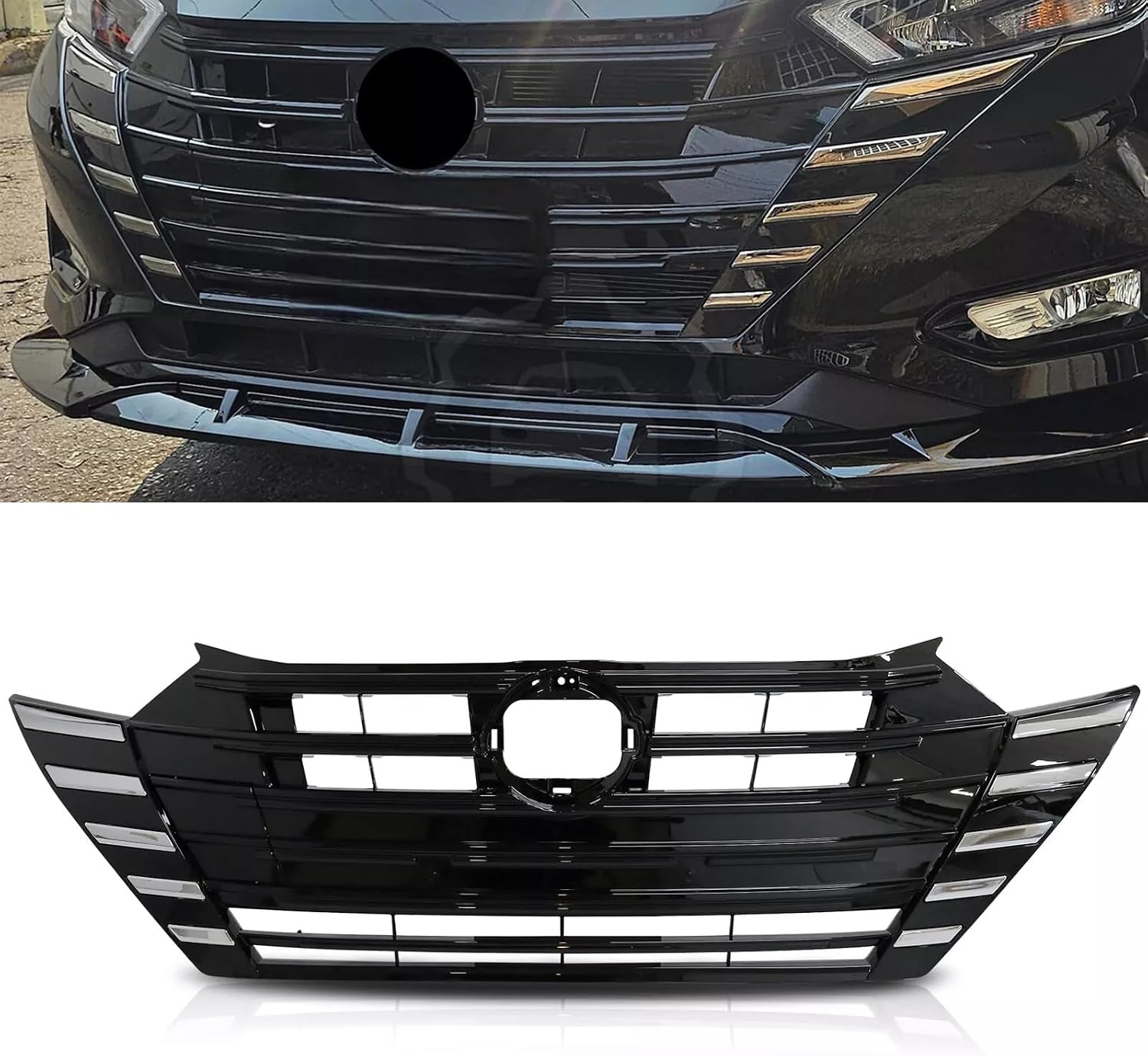 62070-6EM0A Front Grille Grill Assembly Chrome+Black Fit For Nissan Versa 2023 2024 2025