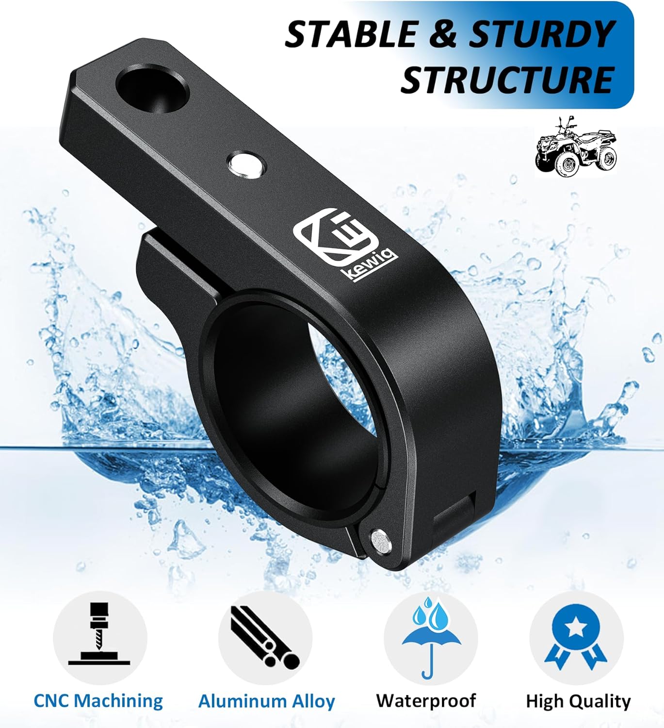 VAZESWIN 2PCS Aluminum Alloy Light Bar Mounts, Light Bar Mounting Brackets | 360° Adjustable Roll Bar Clamps for 0.875"/1"/1.125"/1.26"/1.375" Handlebar Round Rails, for Motorcycle ATV UTV Boat Truck