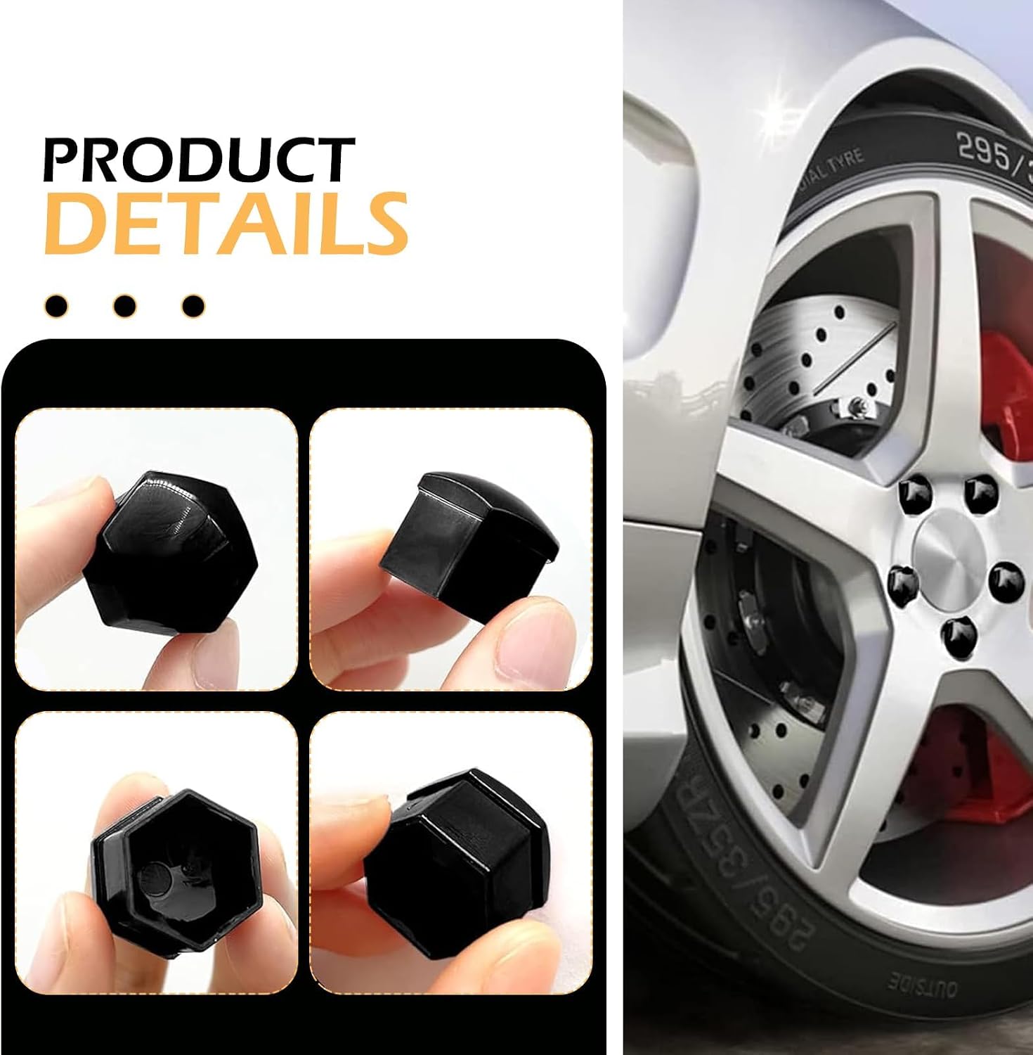 20Pcs Lug Nut Covers for Porsche 911 Cabriolet (991 II) 2015-2018, Wheel Nut Caps Rustproof Protector Dustproof Exterior Accessories,Black-19mm