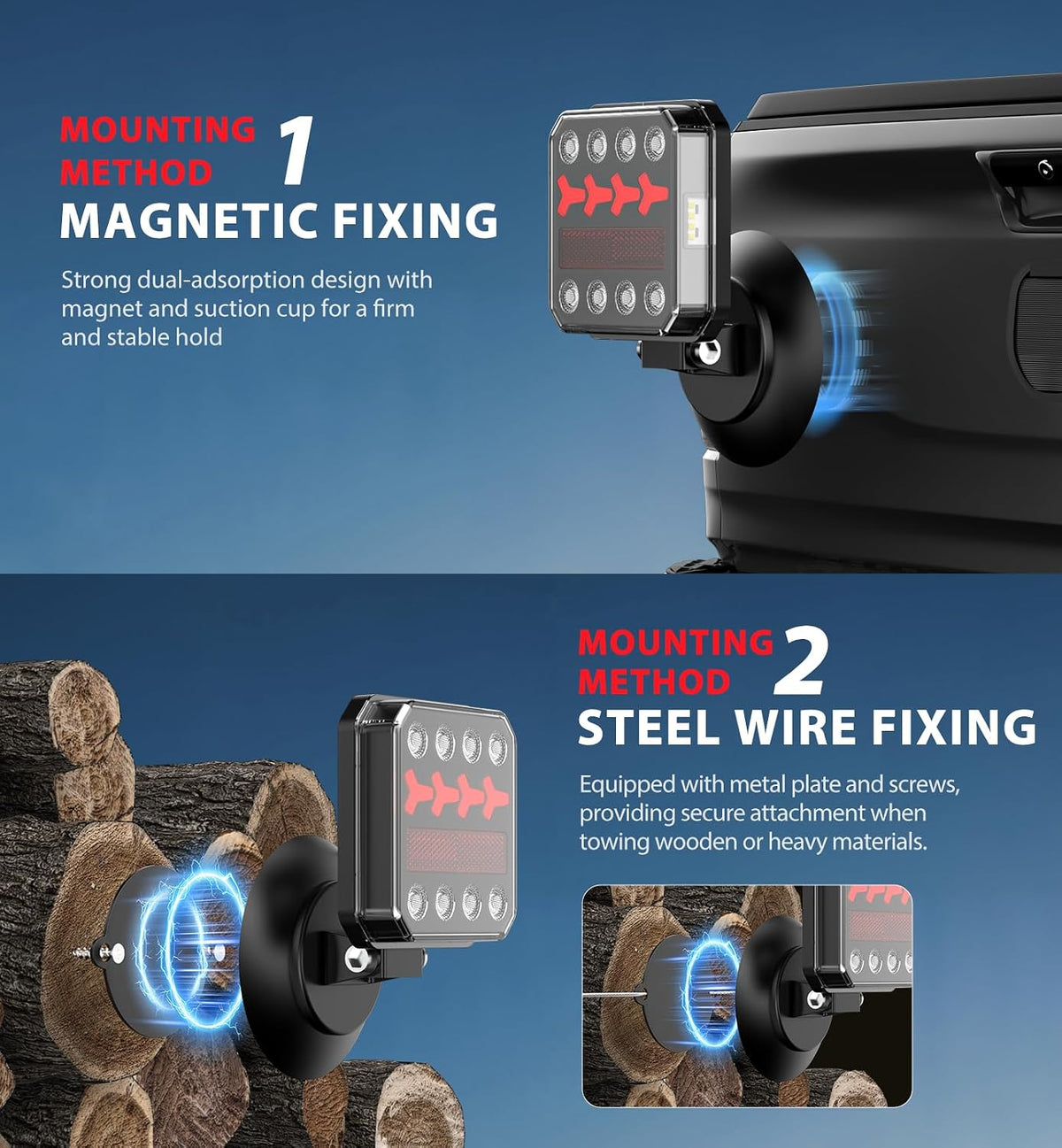 wireless bluetooth magnetic trailer lights, fast charging led, package contents